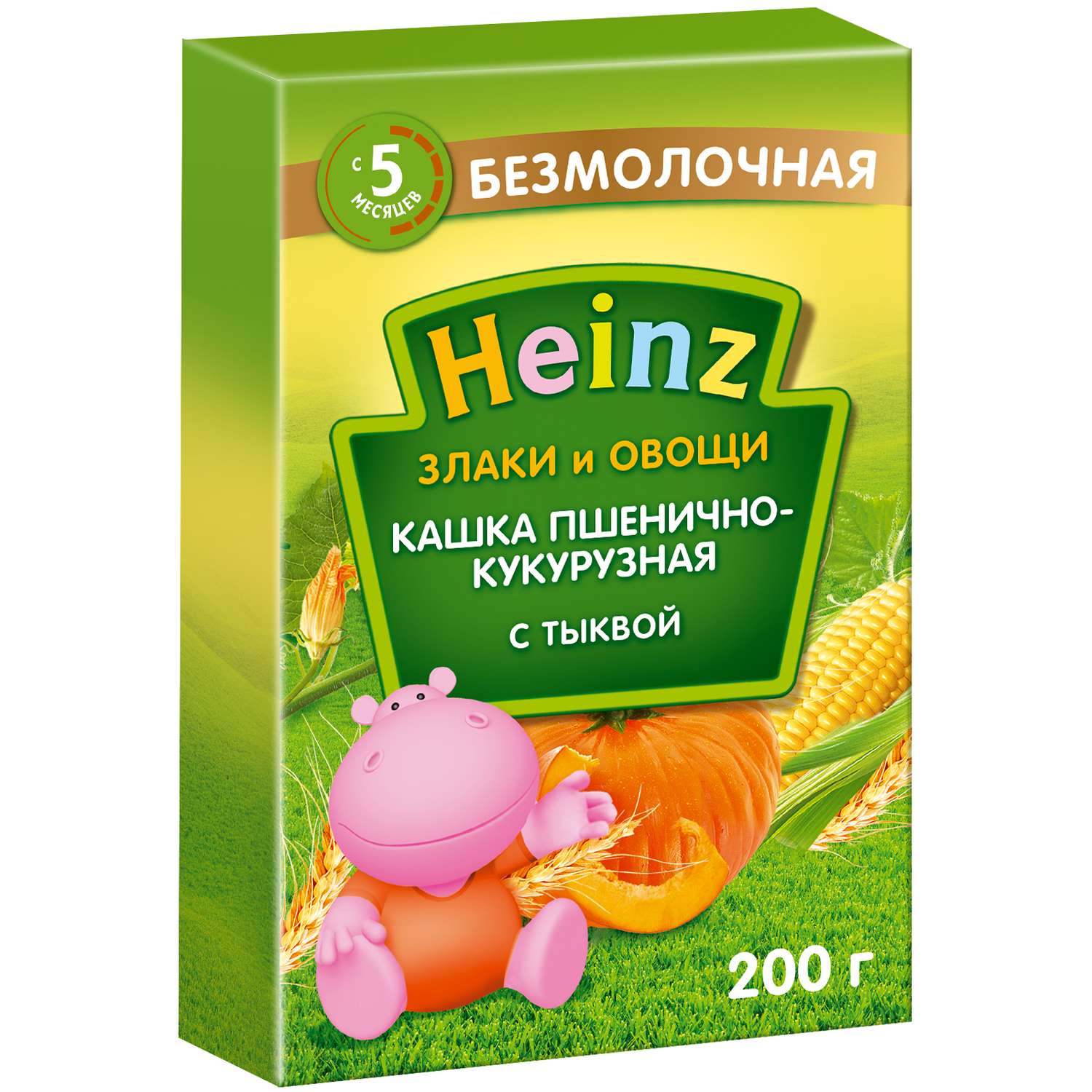 Каша Heinz безмолочная пшенично-кукурузная с тыквой 200г с 5месяцев - фото 1