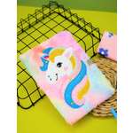 Блокнот плюшевый iLikeGift Unicorn head colorful