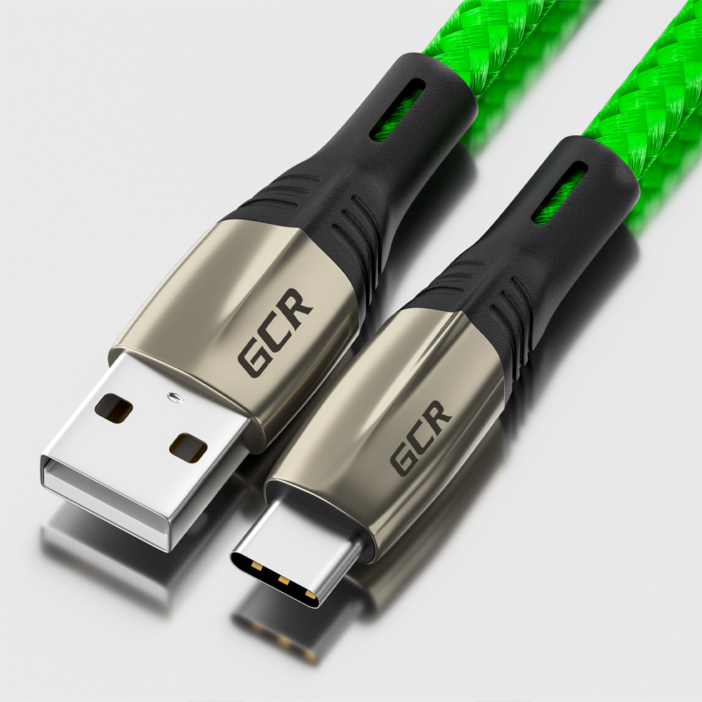 Кабель USB GCR 1.7m TypeC series Mercedes быстрая зарядка в зеленой нейлоновой оплетке GCR-51988 - фото 2