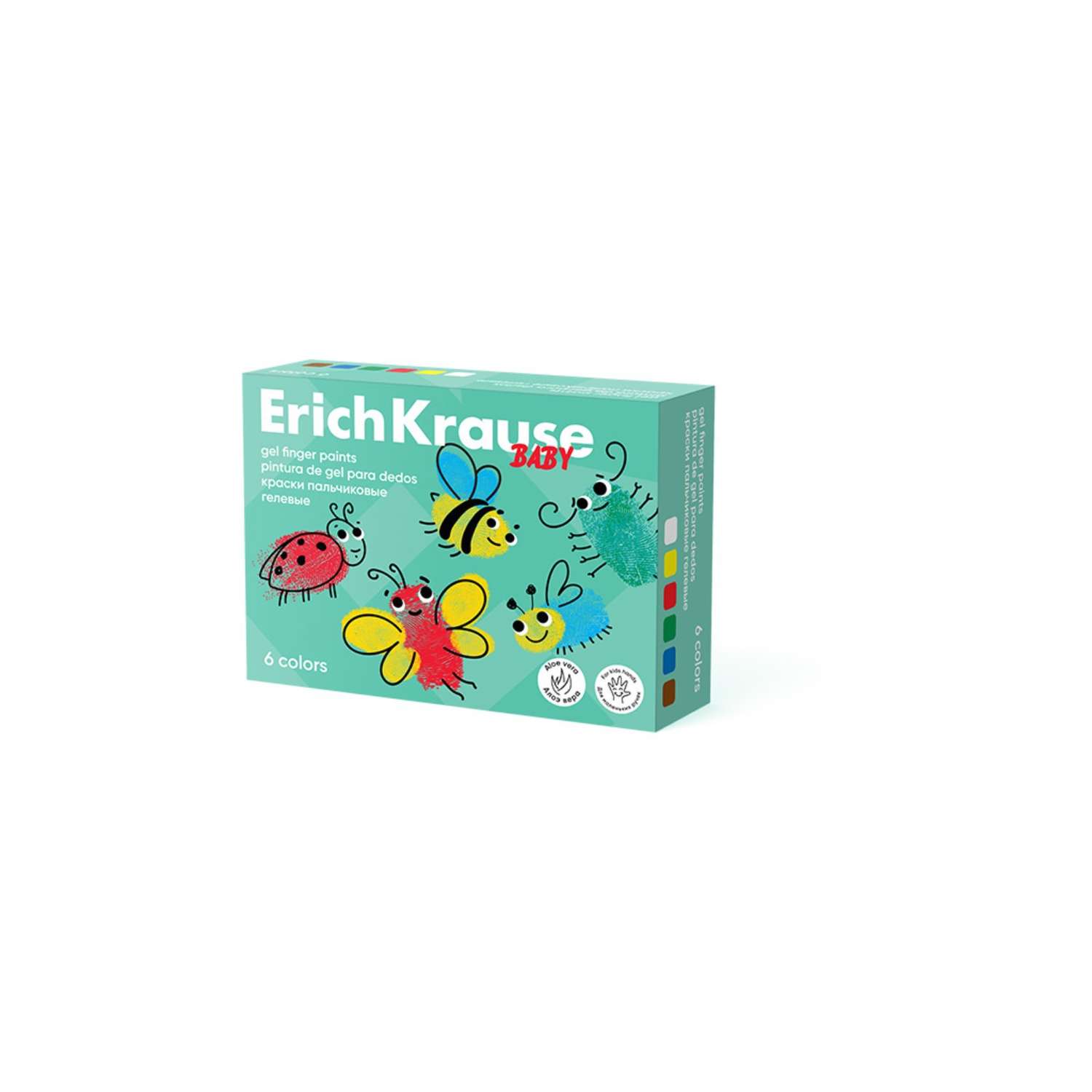 Краски ErichKrause пальчиковые 4 цвета х 35мл «Baby» с алоэ вера картон - фото 1