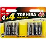 Батарейки Toshiba LR6 щелочные alkaline Пальчик High Power 8шт AA 1.5V