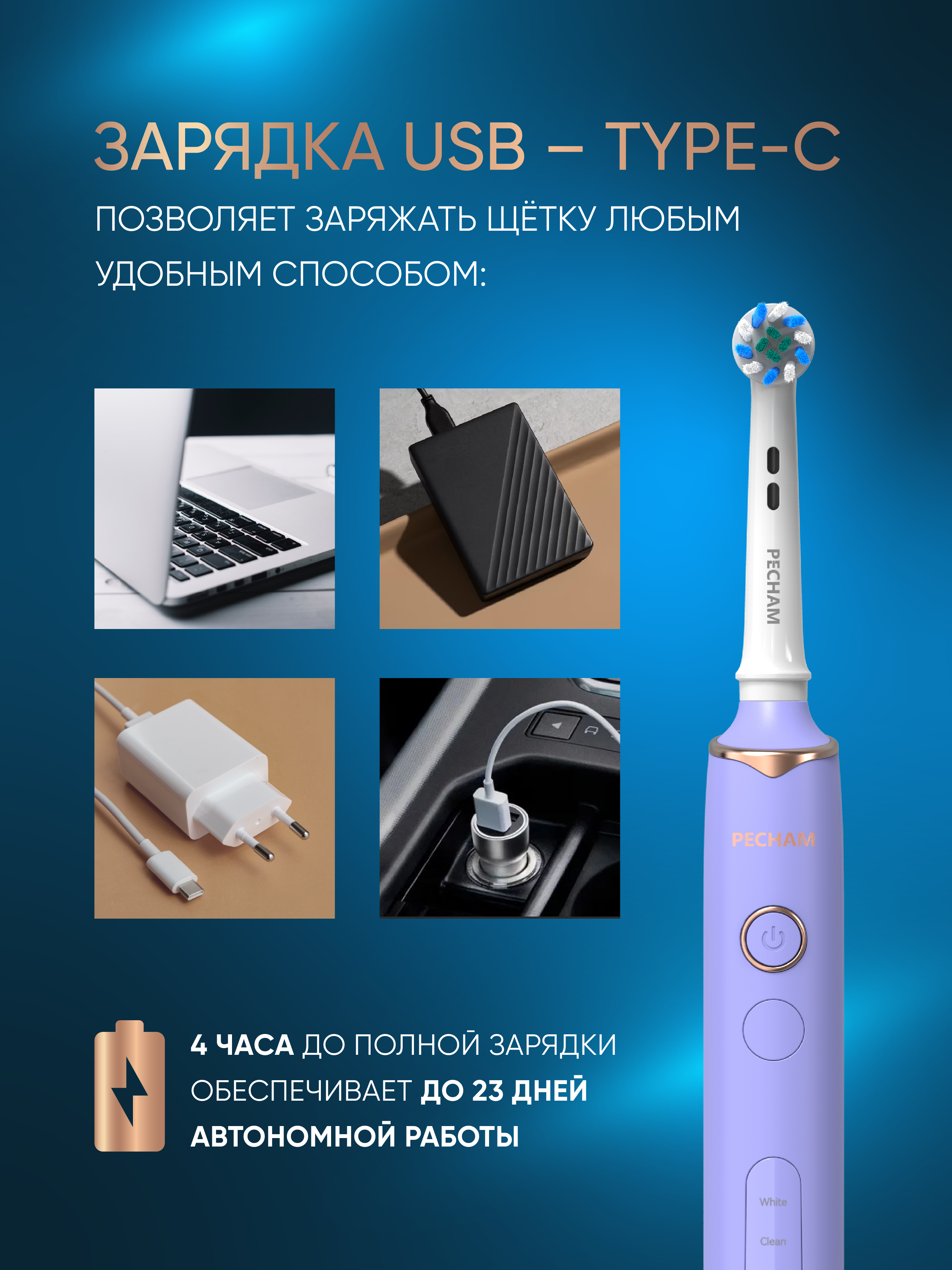 Электрическая зубная щетка PECHAM Oral Care PC-3202 - фото 9