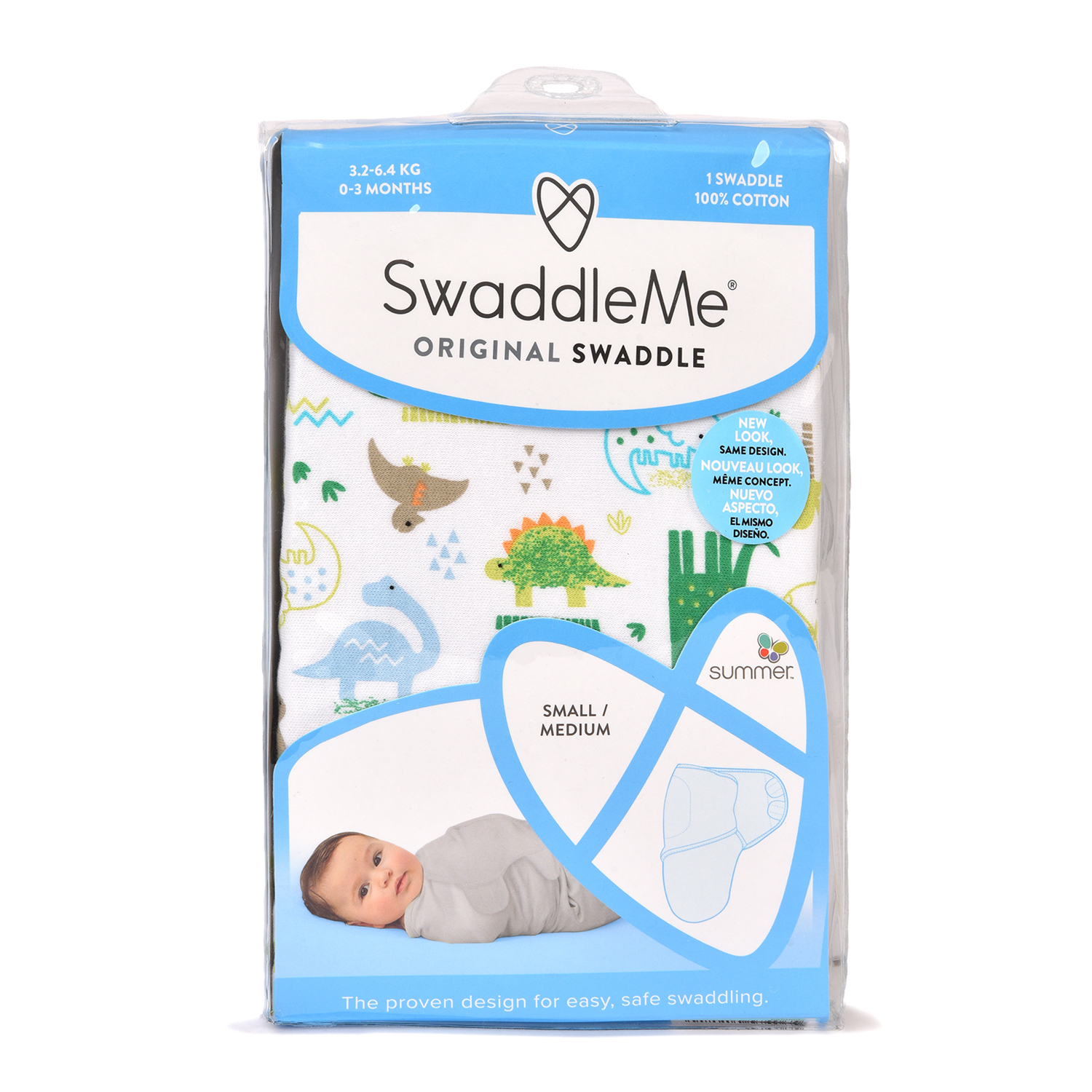 Конверт для пеленания Summer Infant SwaddleMe Динозавры на липучке SM 57406  купить по цене 329 ₽ в интернет-магазине Детский мир