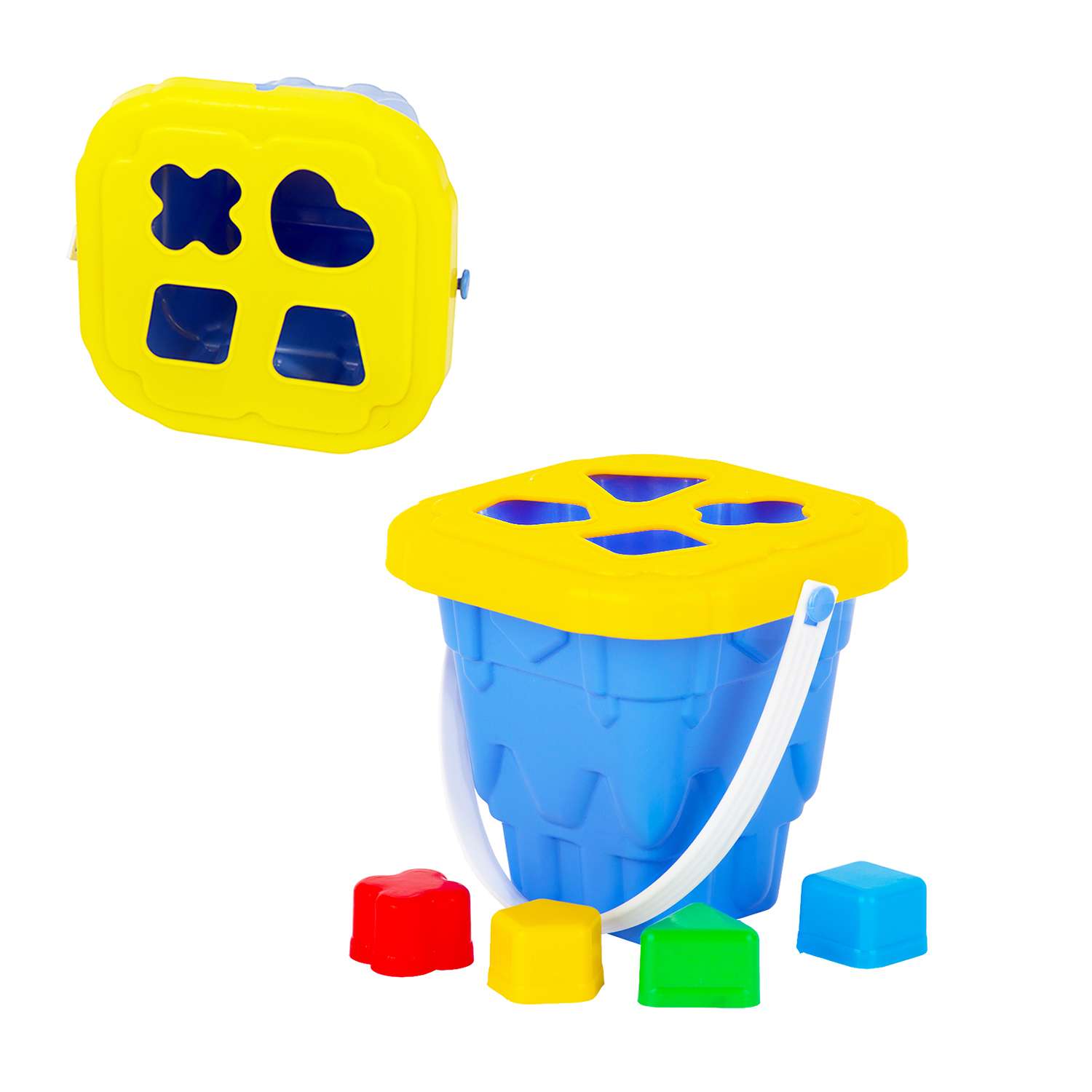Игрушка-сортер Стром Ведро детское Башня с крышкой и 4 логических фигуры - фото 2