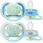 Светящаяся соска-пустышка Philips Avent ultra air night SCF376/21 силиконовая, с футляром для хранения и стерилизации, 6-18 мес, 2 шт
