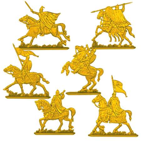 Набор солдатиков Воины и Битвы Русские Конные Витязи цвет золотой