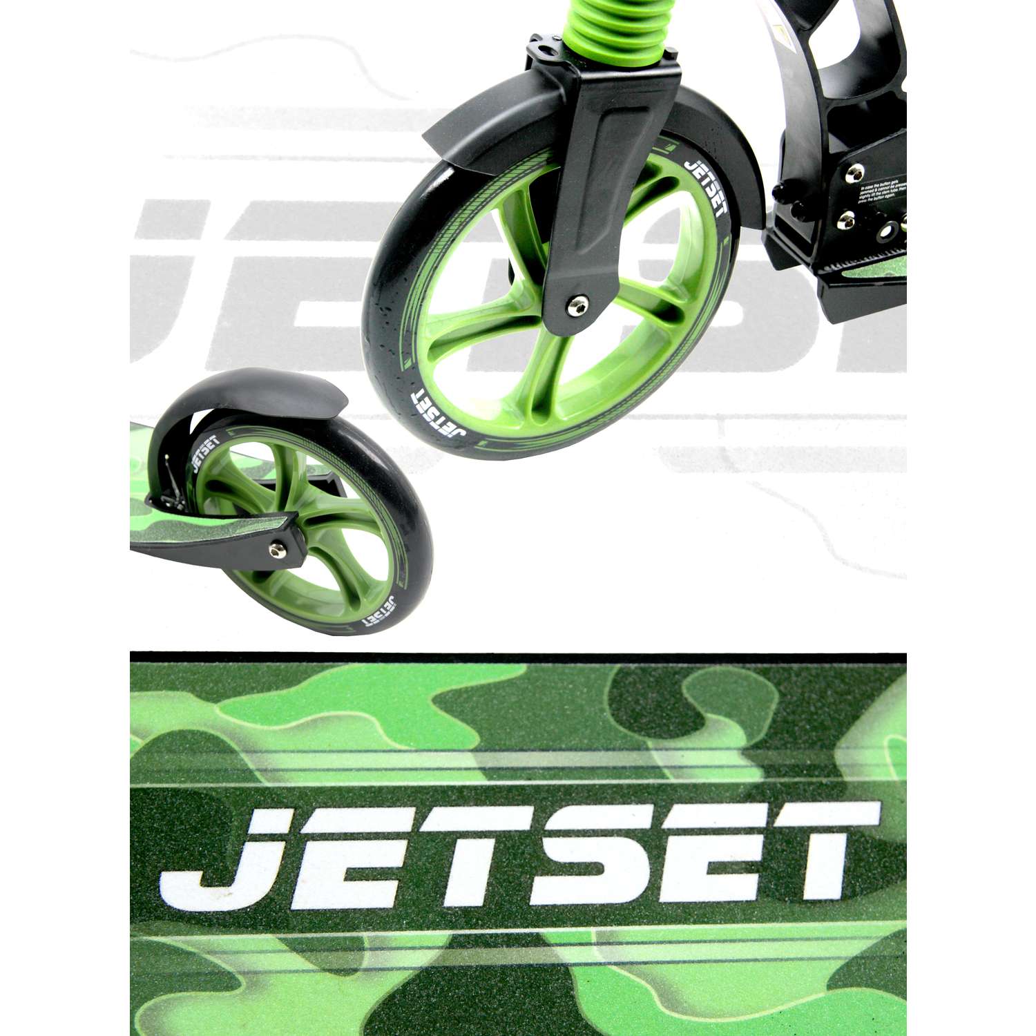 Самокат JETSET Городской складной двухколесный зелено-черный - фото 2
