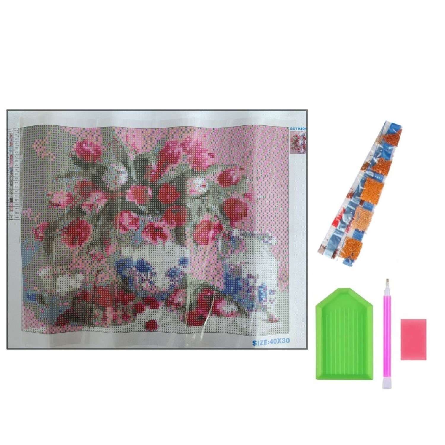 Алмазная мозаика Seichi Тюльпаны с вишней 30х40 см - фото 4