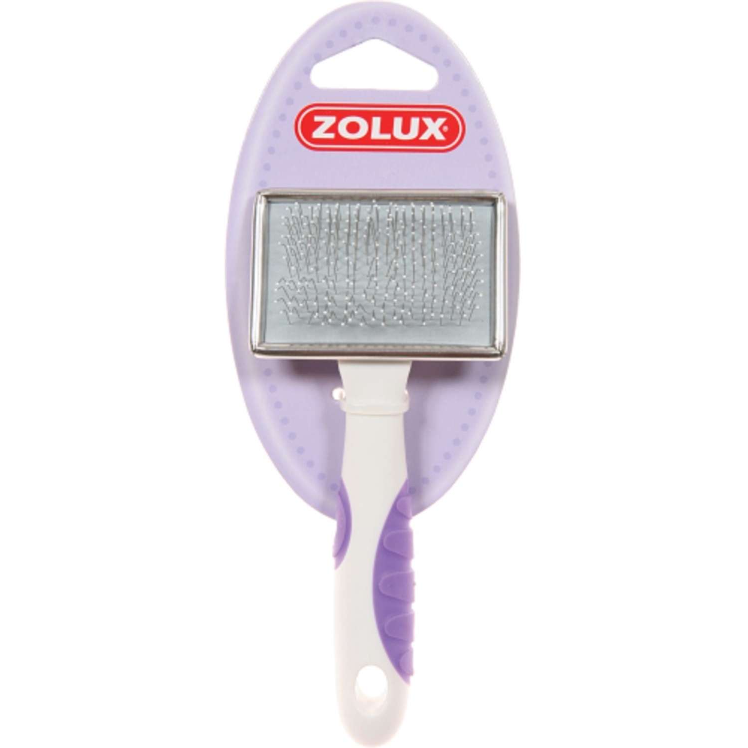 Пуходерка для кошек Zolux металлическая малая Бело-фиолетовая - фото 1