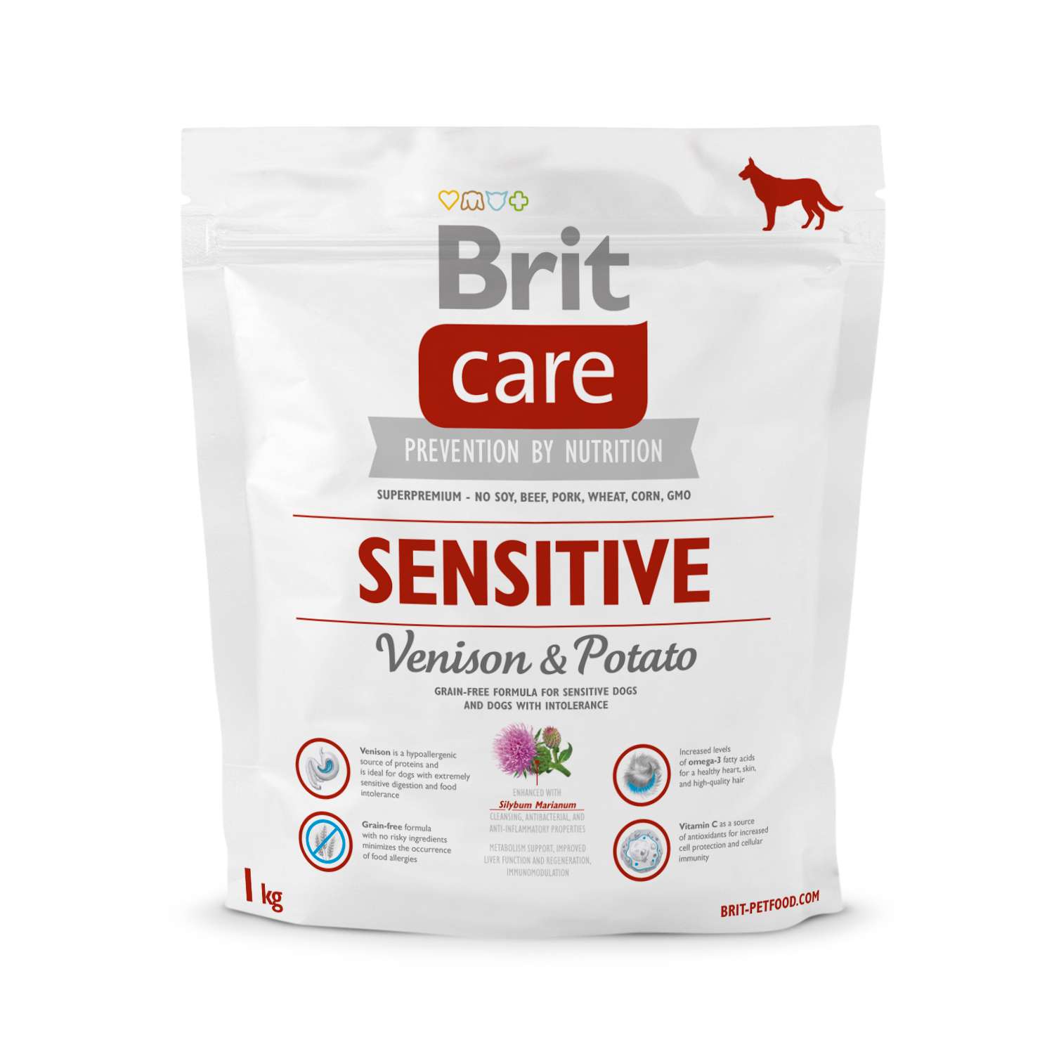Корм Brit Care 1кг для собак с чувствительным пищеварением сухой с олениной и картофелем - фото 1