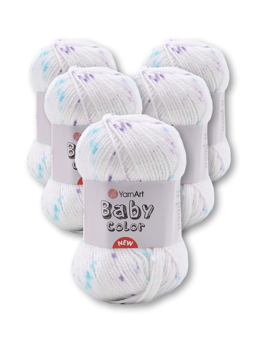 Пряжа для вязания YarnArt Baby color 50гр 150м акрил мягкая приятная 5 мотков 201 принт - фото 3