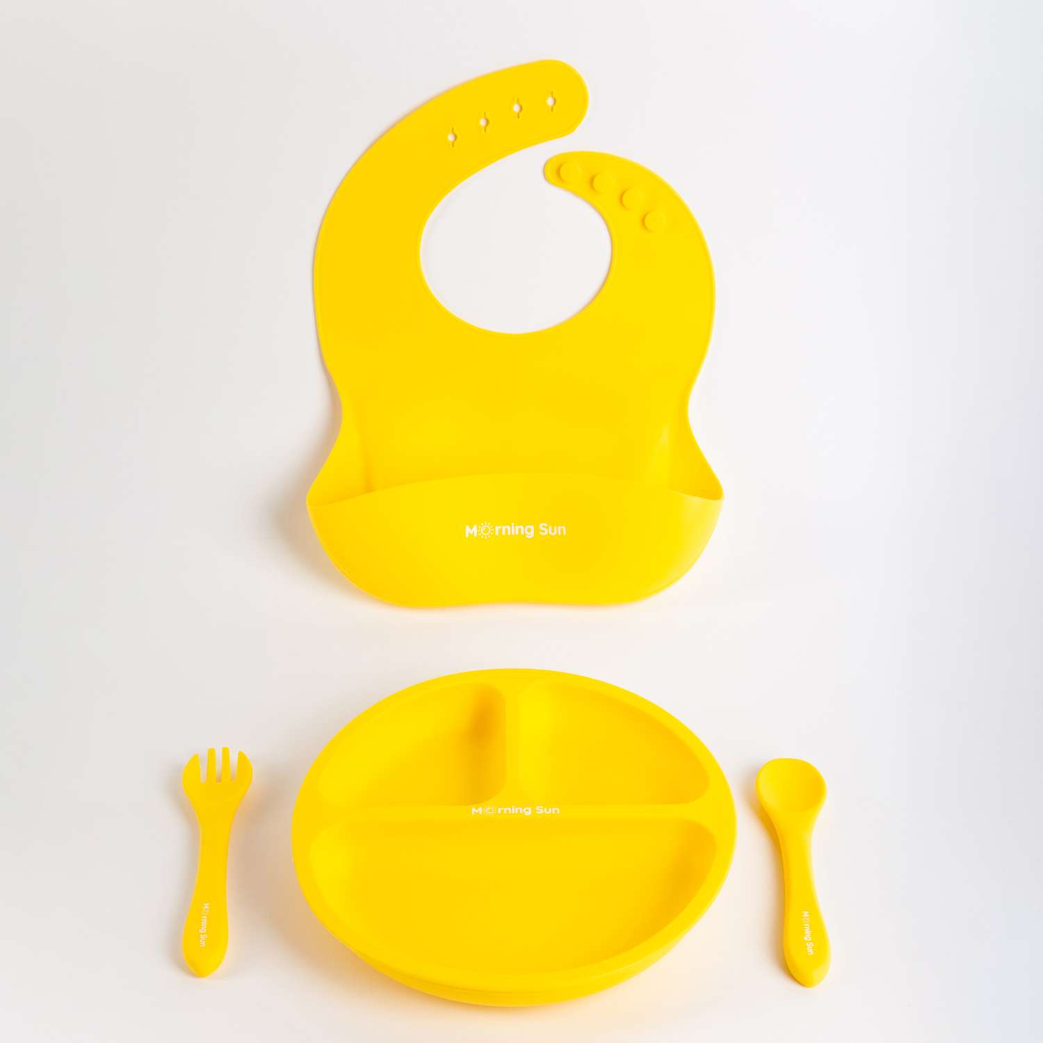 Набор детской посуды Morning Sun Силиконовый 4 предмета желтый - фото 1