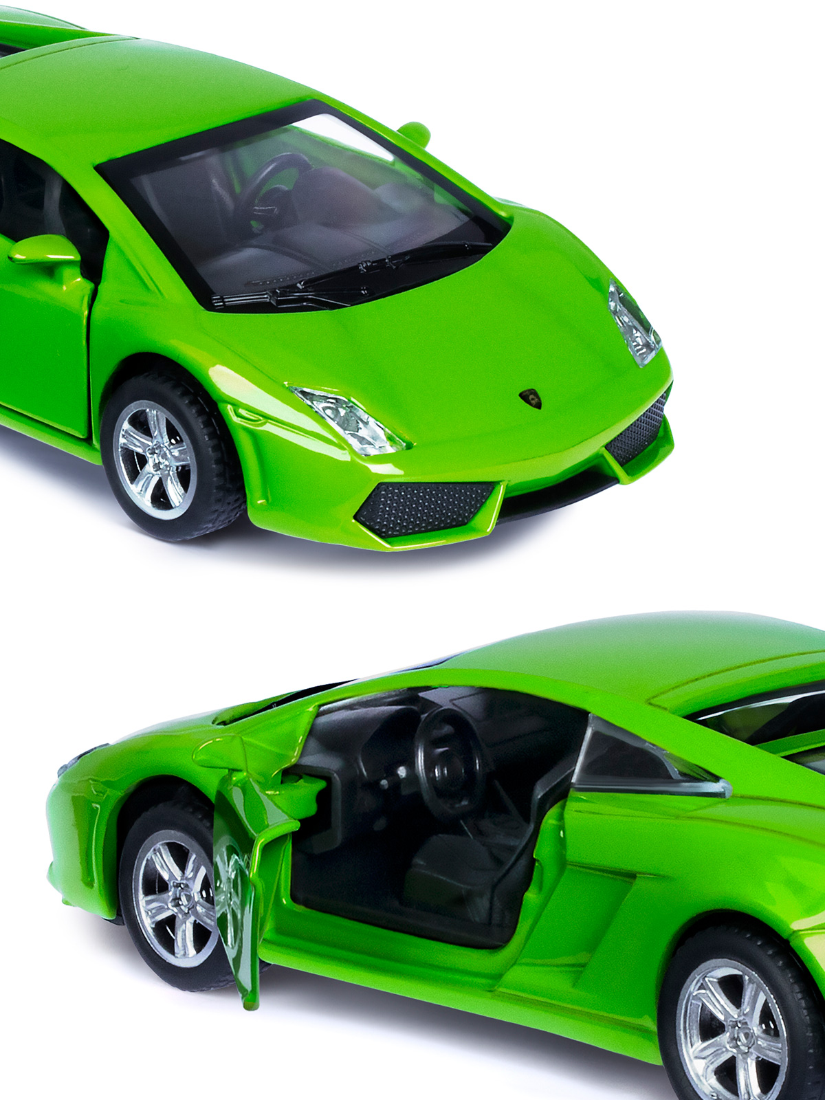 Автомобиль АВТОпанорама Lamborghini 1:43 инерционный зеленый JB1200136 - фото 7