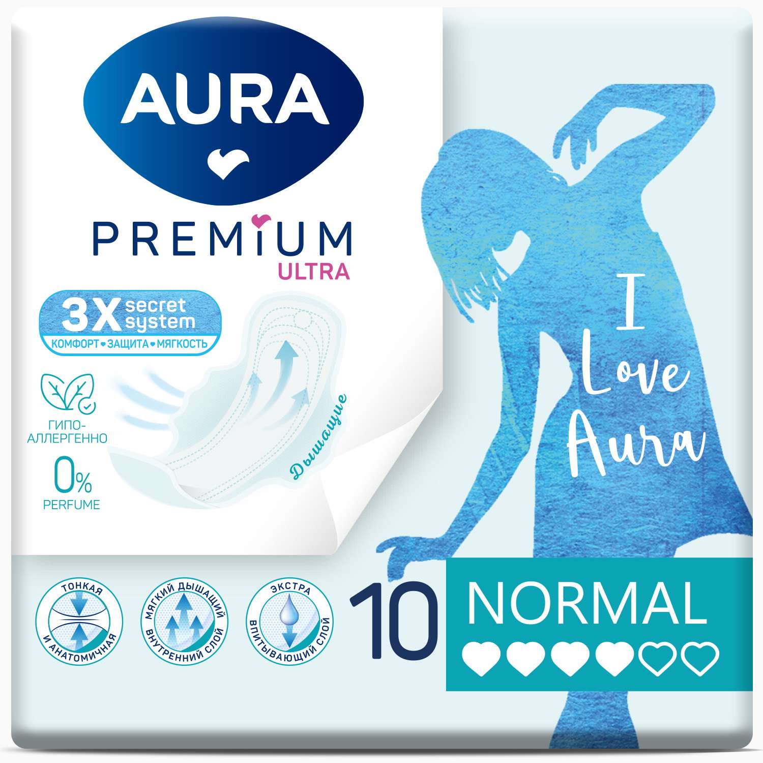 Прокладки AURA PREMIUM женские гигиенические NORMAL 10шт х 6 уп - фото 2
