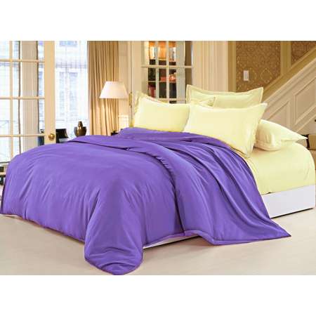 Комплект постельного белья PAVLine Манетти полисатин Евро фиолетовый/желтый JT-34