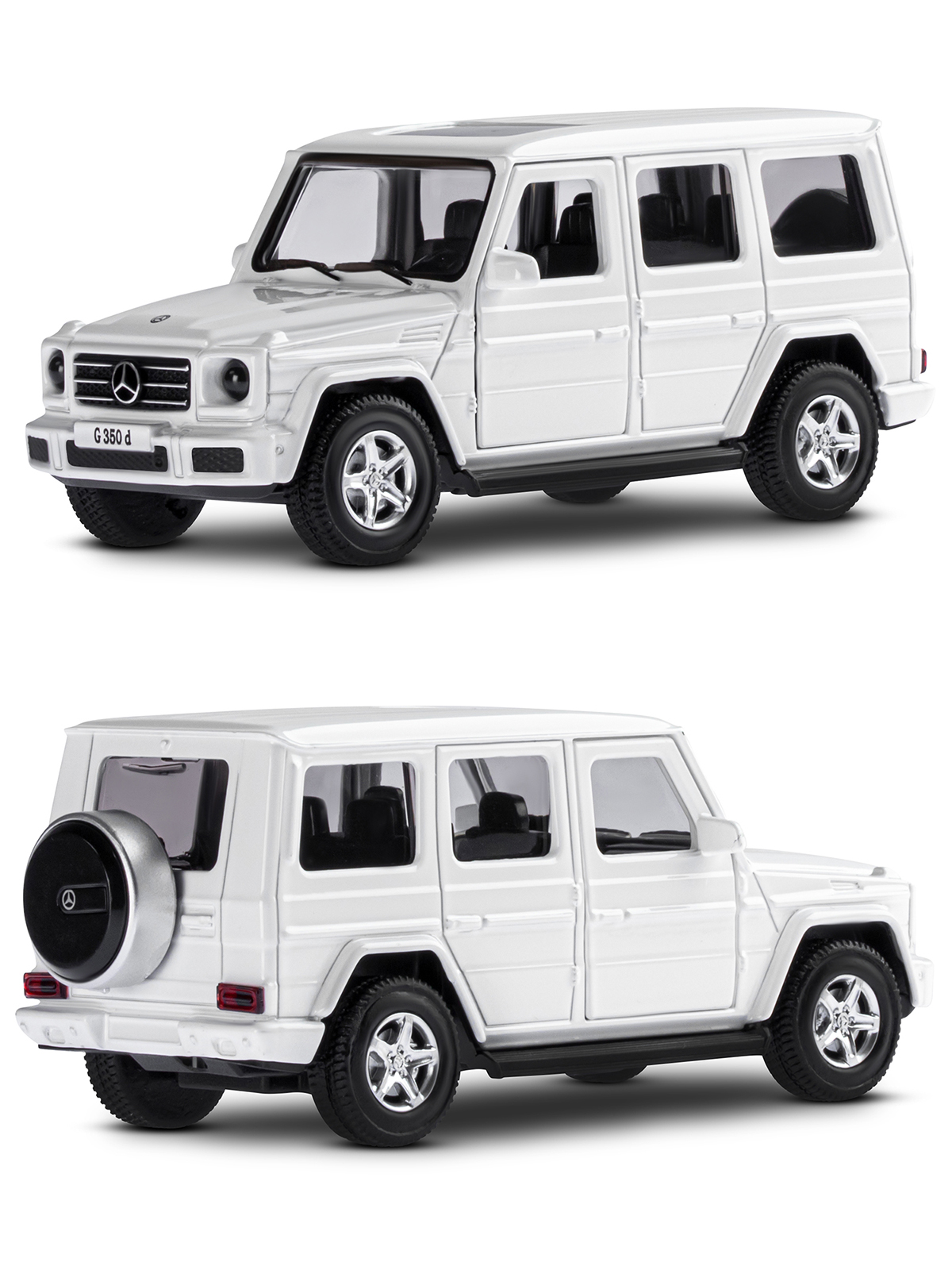 Внедорожник АВТОпанорама Mercedes Benz G350d 1:42 белый JB1200182 - фото 5