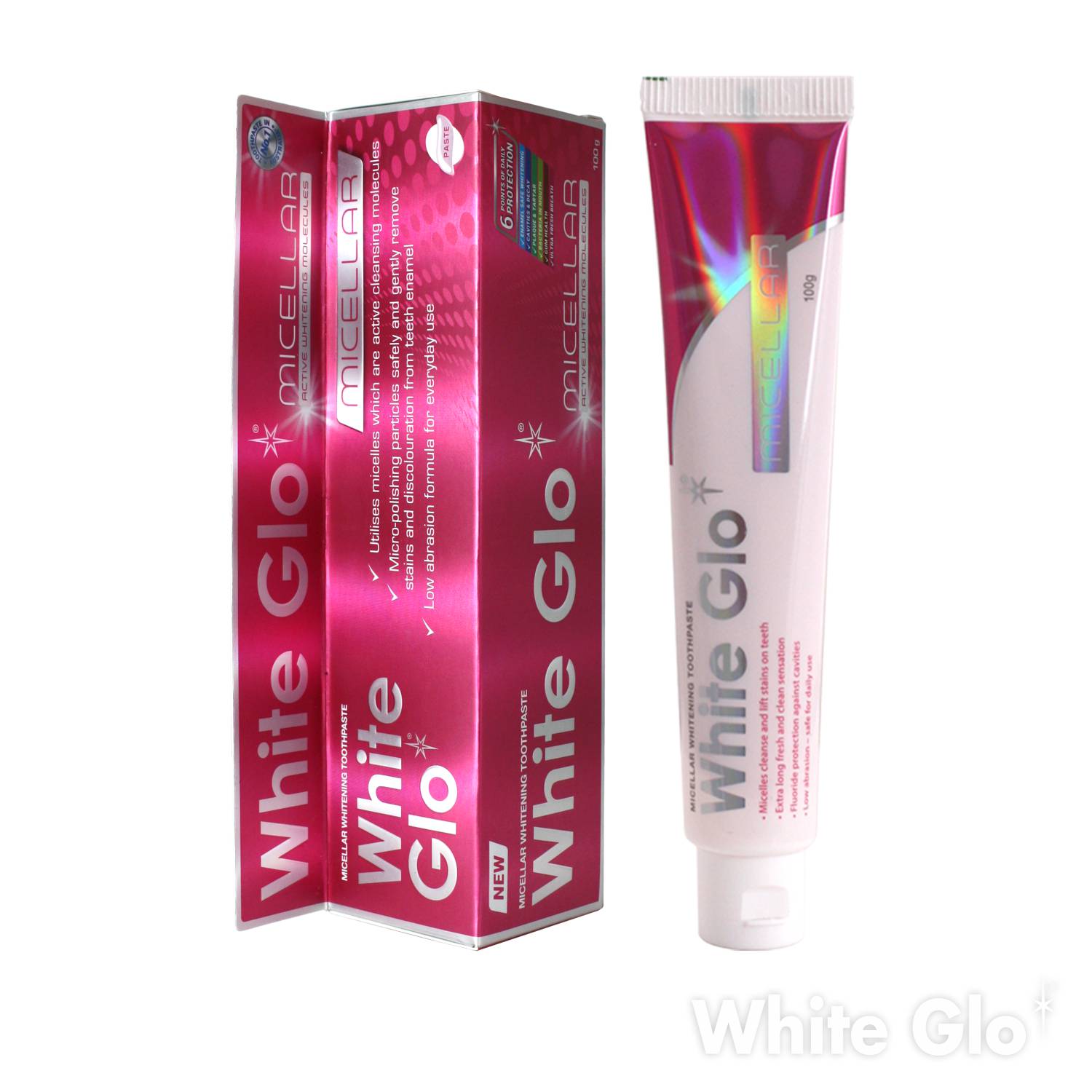 Зубная паста WHITE GLO отбеливающая мицеллярная 100 г - фото 1