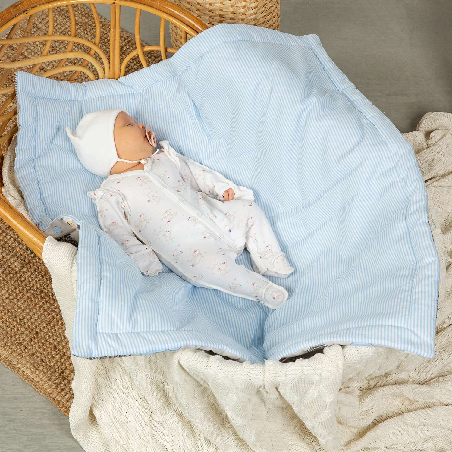 Конверт-одеяло Чудо-чадо для новорожденного на выписку «Времена года» мишки/голубой - фото 4
