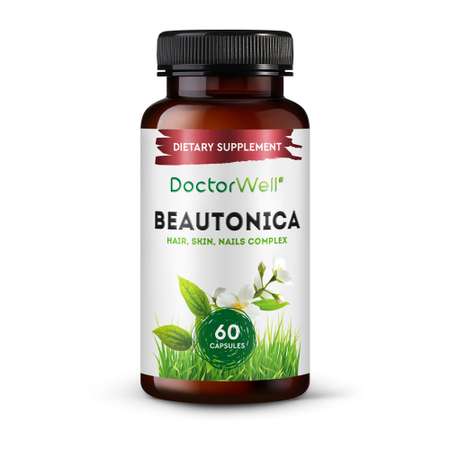Витамины для женщин DoctorWell Beautonica для здоровья кожи и укрепления волос и ногтей с витаминами В и D 60 капсул