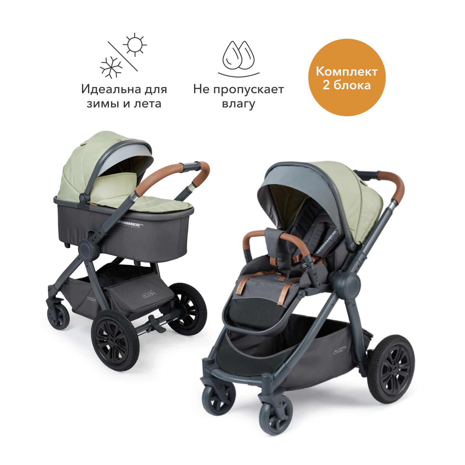 Коляска 2в1 Happy Baby Mommer Pro Olive - фото 2