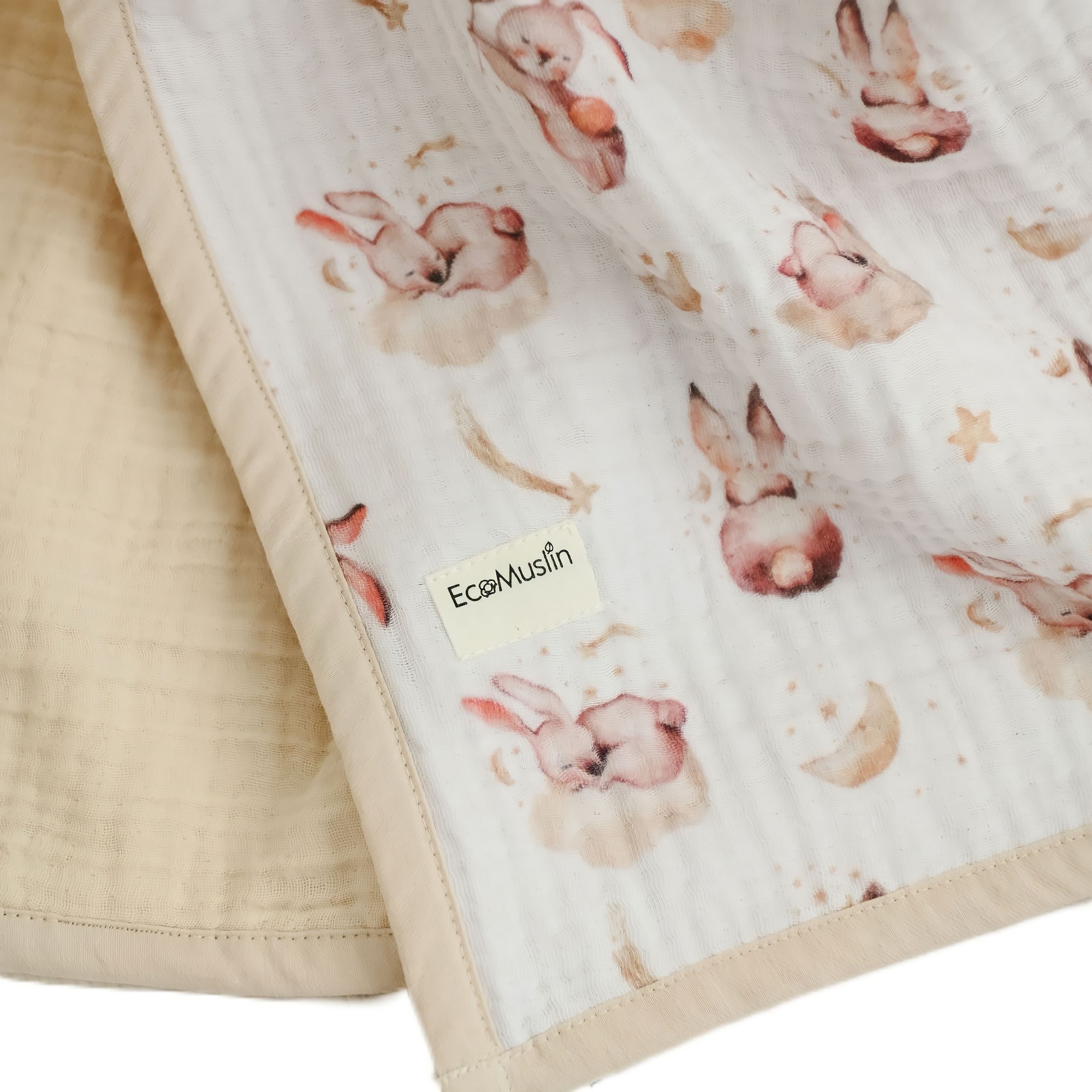 Одеяло муслиновое EcoMuslin 8 слоев 90х120 см принт зайцы - фото 2