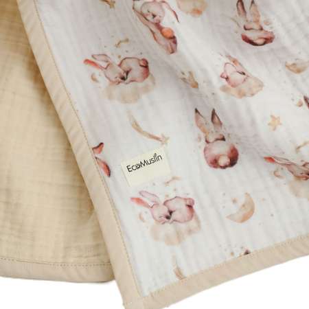 Одеяло муслиновое EcoMuslin 8 слоев 90х120 см принт зайцы