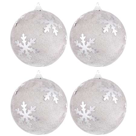 Набор новогодних шаров Elan Gallery 9.5х9.5 см Снежинка серый с серебром 4 шт