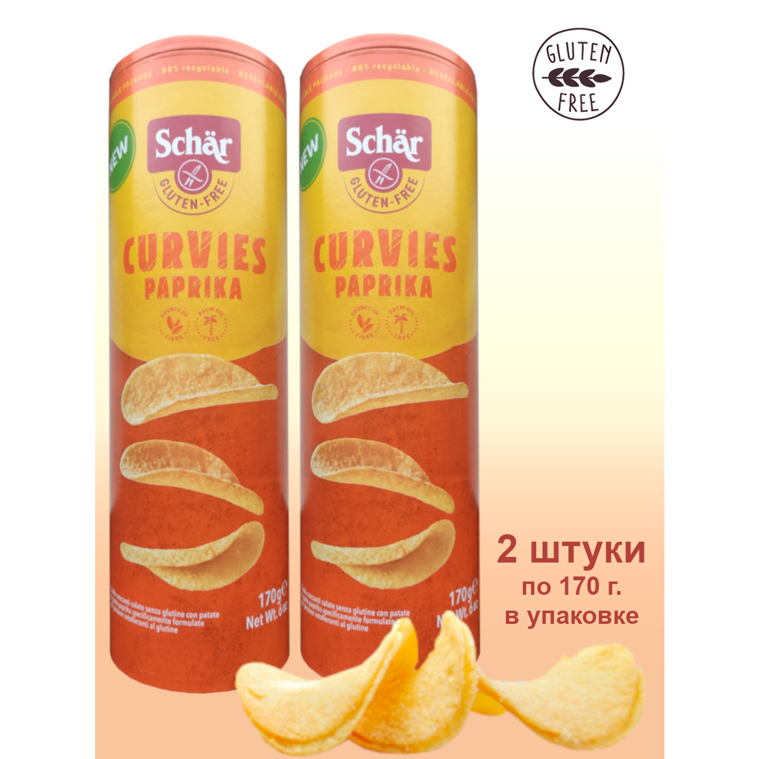 Чипсы безглютеновые Schaer CURVIES Paprika 170 гр 2 штуки - фото 1