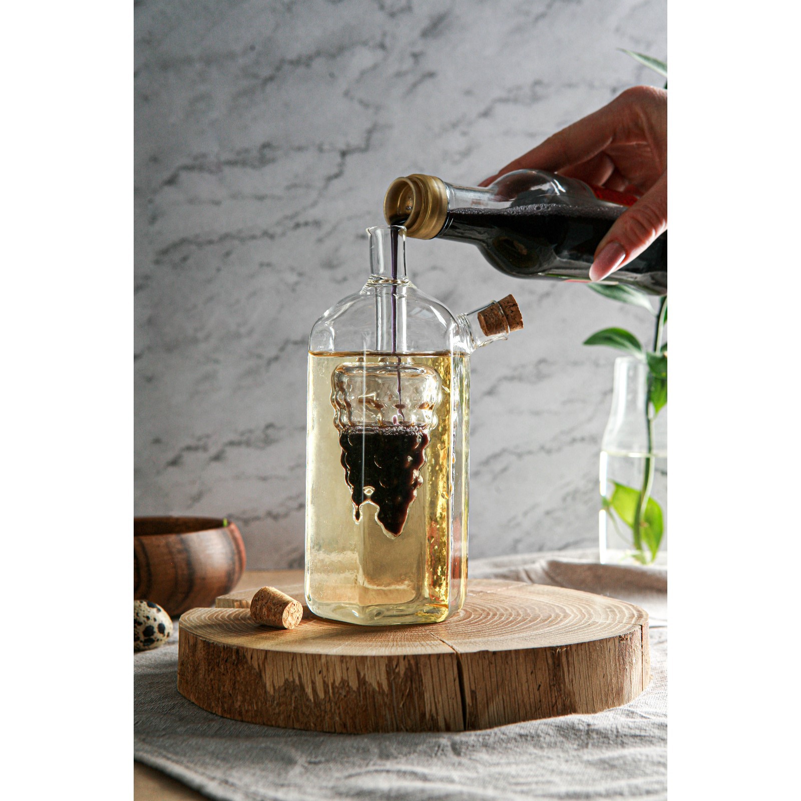 Бутыль Sima-Land стеклянная для соусов и масла 2 в 1 «Фьюжн. Виноград» 100/350 мл 10 5×10 5×19 5 см - фото 2