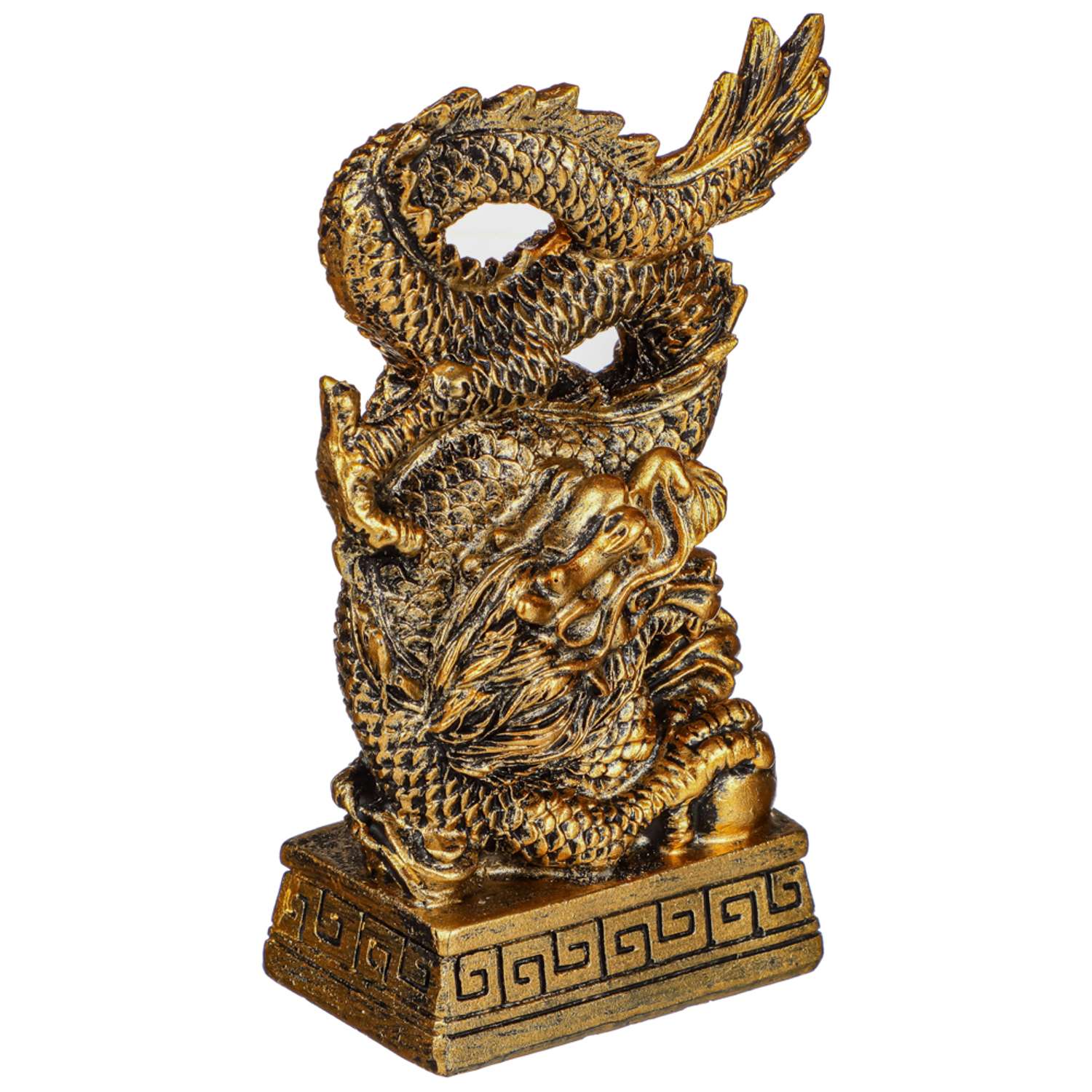 Сувенир Сноубум Китайский дракон на постаменте с эффектом состаренная бронза - фото 5