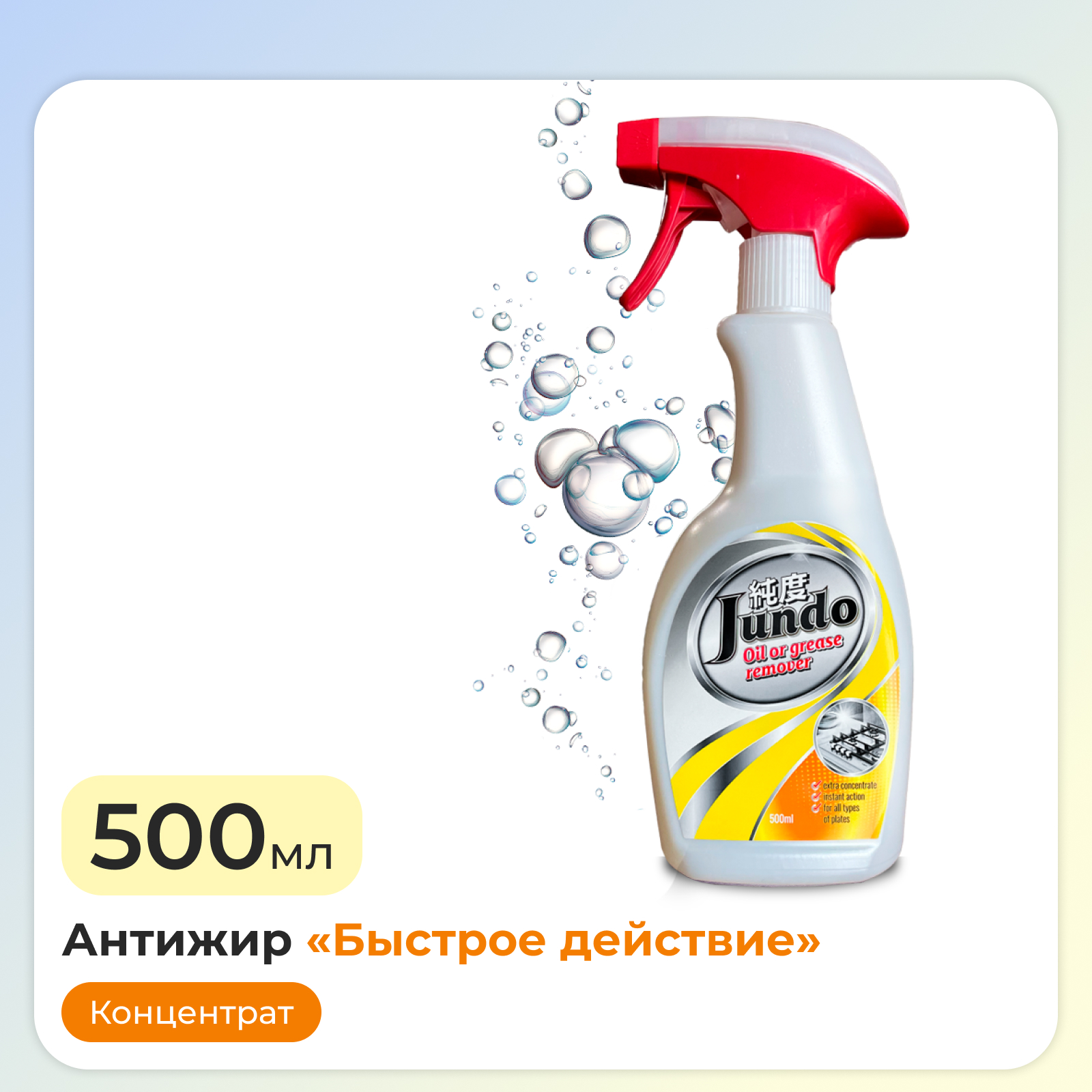 Жироудалитель Jundo Oil of grease remover 500 мл антижир концентрат для плит духовок вытяжек посуды - фото 1