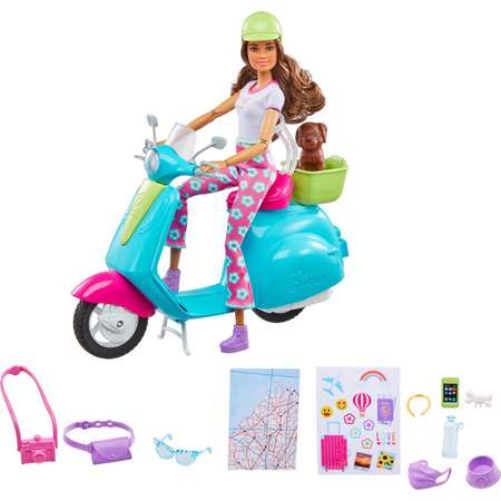 Набор игровой Barbie Кукла со скутером и аксессуарами HGM55