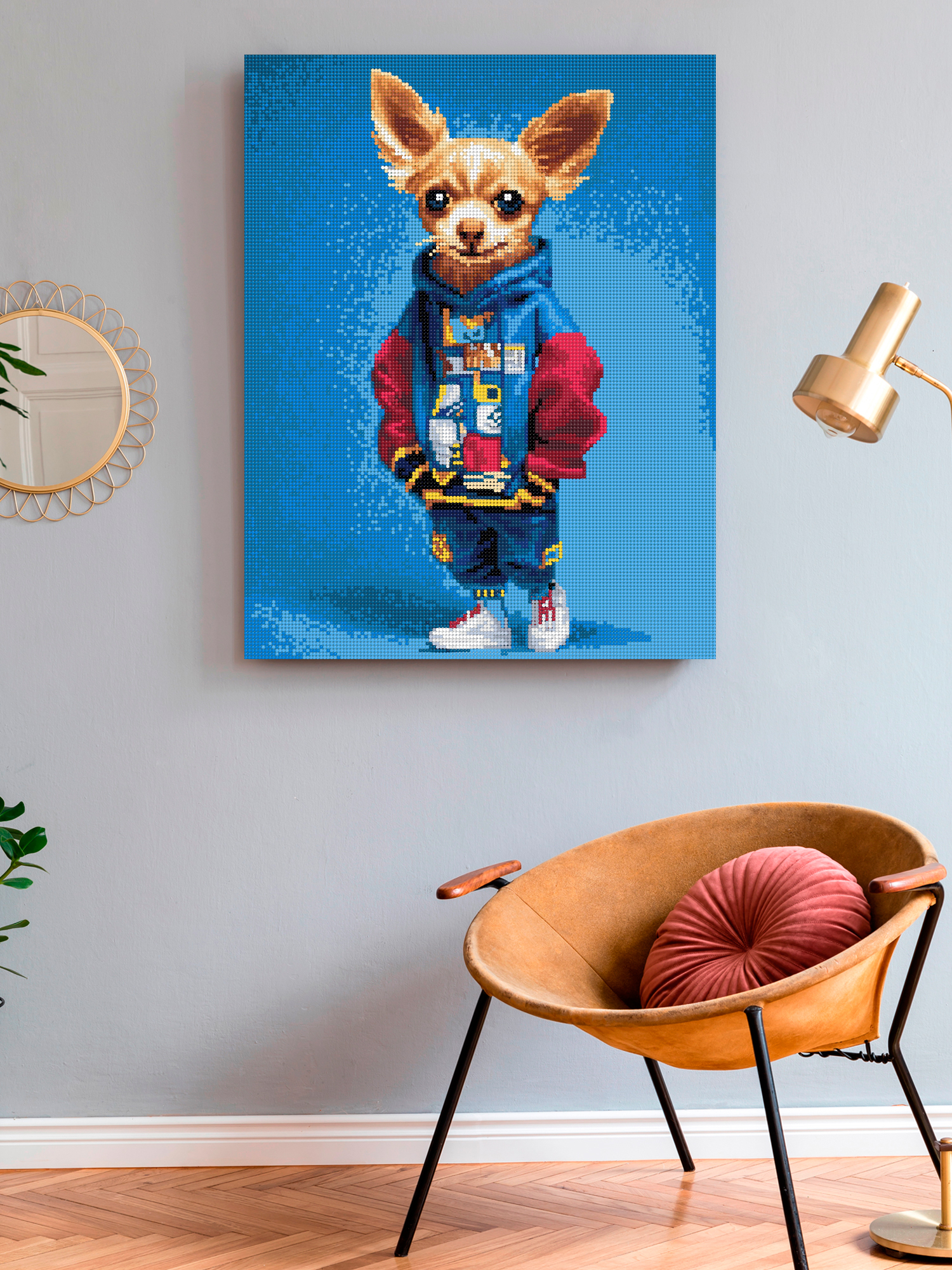 Алмазная мозаика Art on Canvas холст на подрамнике 40х50 см Крутой пёсик - фото 3