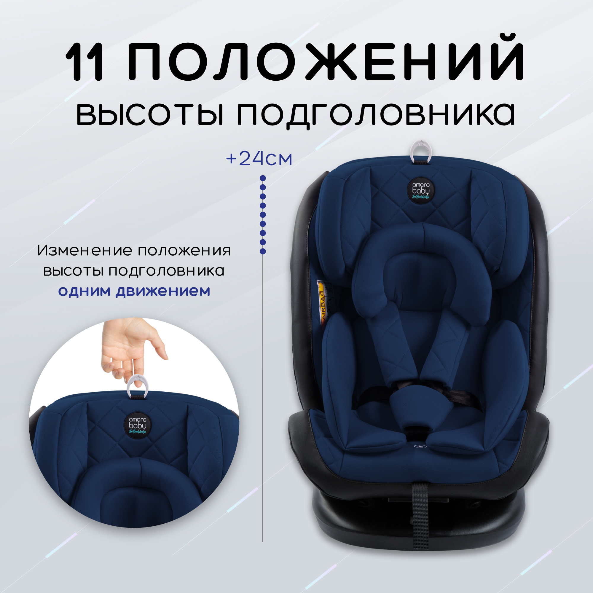 Автокресло Amarobaby Brilliant Isofix класс D группа 0+/1/2/3 Синий - фото 5