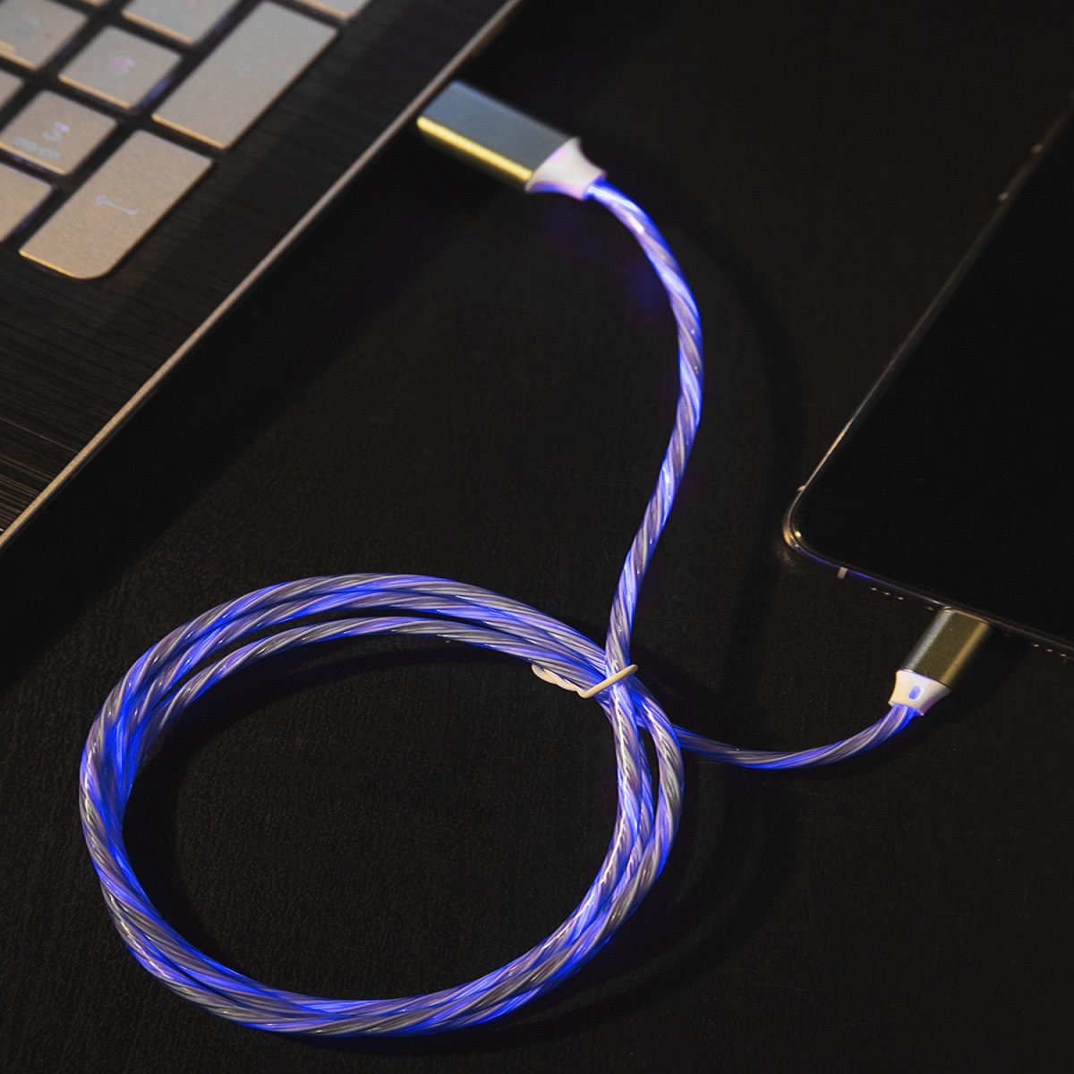 Дата-кабель RedLine LED USB - TYPE-C синий - фото 3