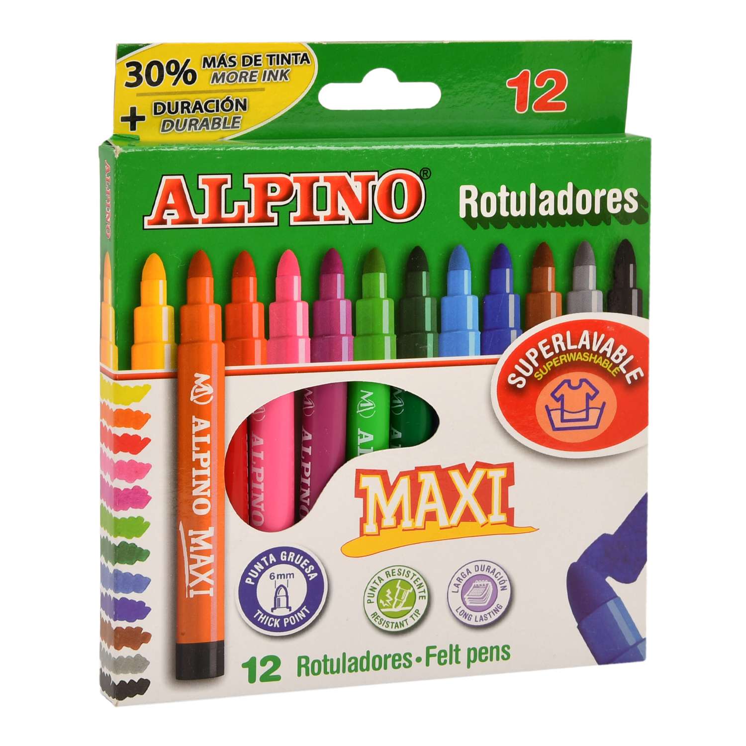 Фломастеры ALPINO Maxi 12цветов AR000006 - фото 1