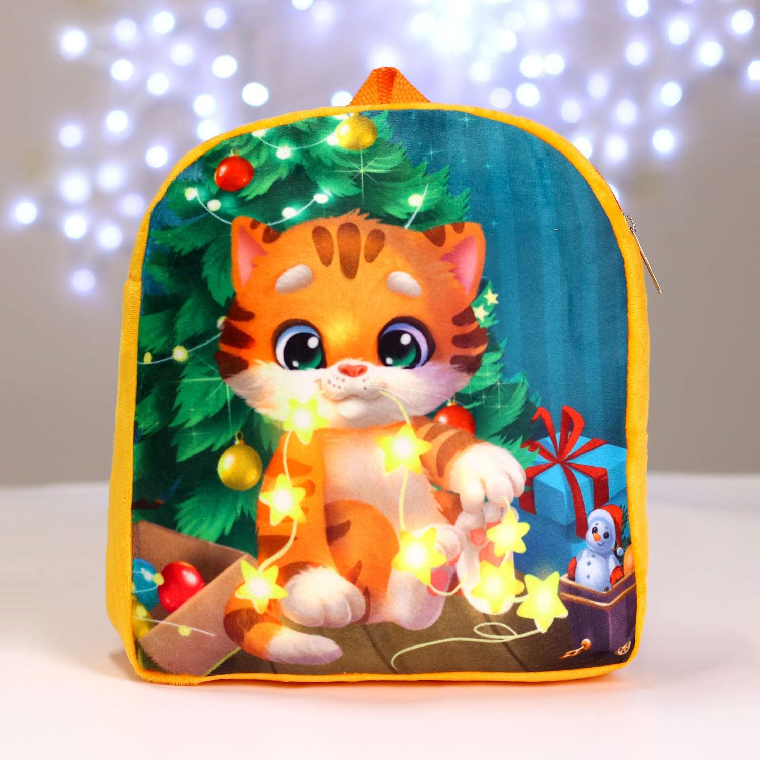 Детский рюкзак Milo Toys плюшевый Котик у елки 26х24 см - фото 4