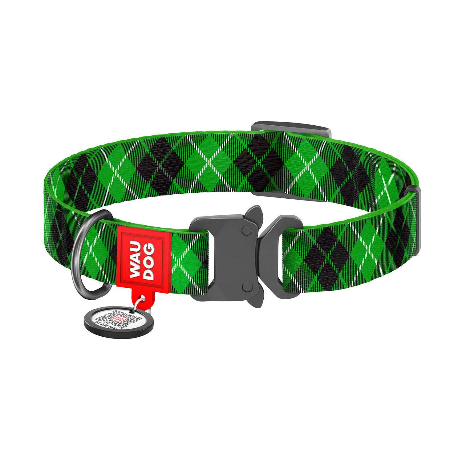 Ошейник для собак Waudog Nylon Шотландка малый Зеленый 5091 - фото 1