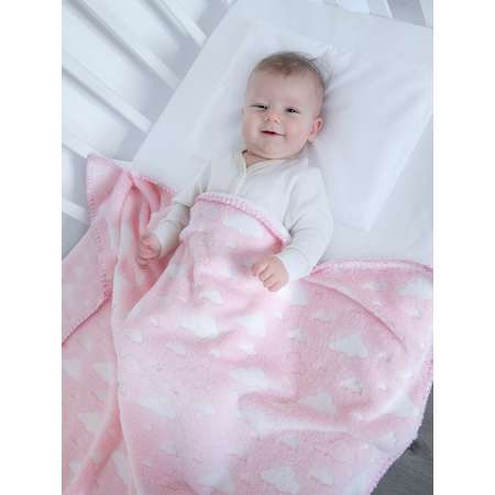 Плед плюшевый Baby Nice MICRO FLANNEL Облака 75х100 см розовый