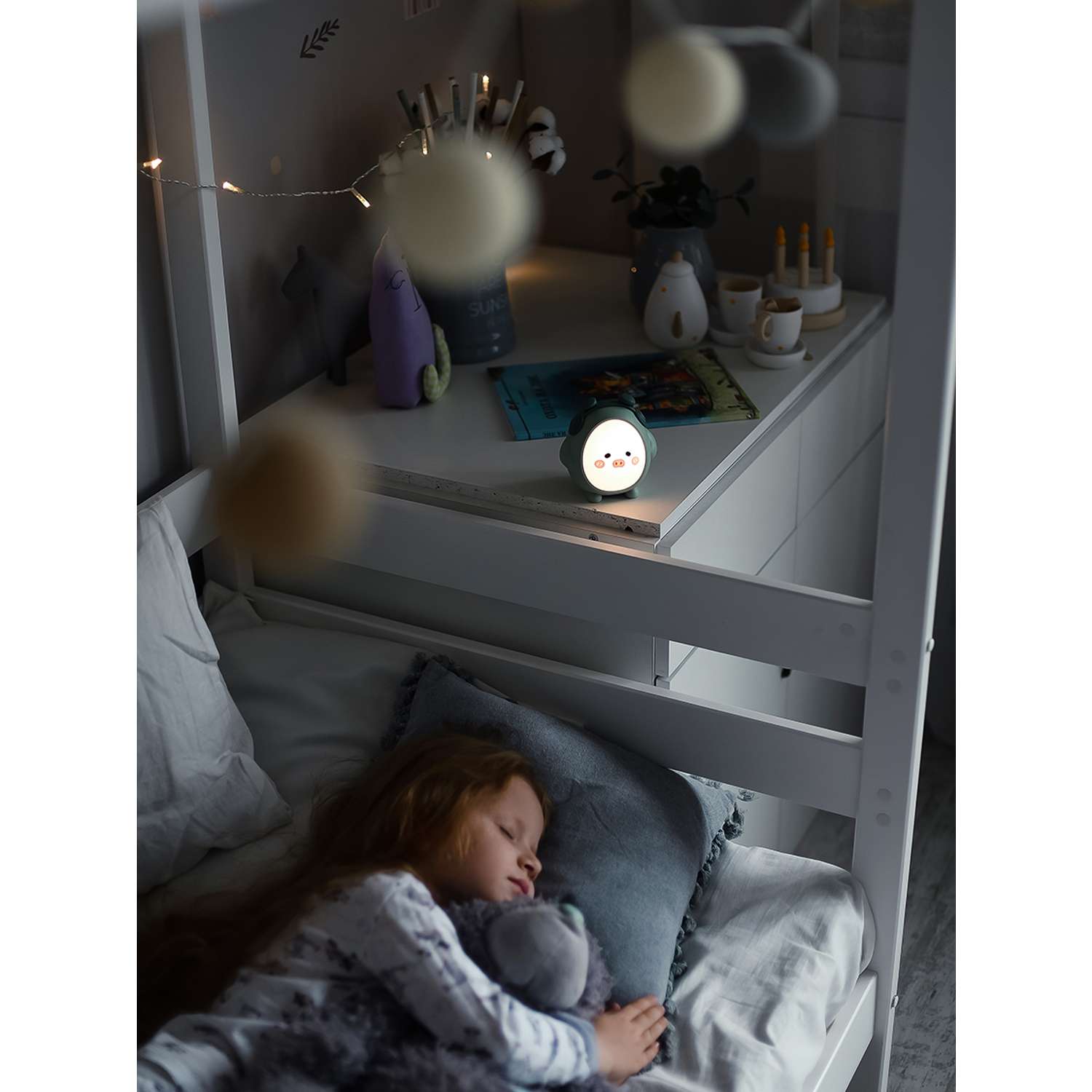 Лампа настольная светодиодная LATS детский ночник поросенок зеленый - фото 4