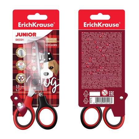 Ножницы ERICH KRAUSE Junior Decor Cute Dog с принтом на лезвиях 13см