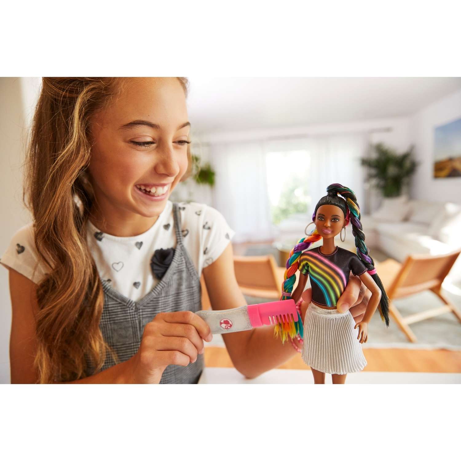 Кукла Barbie с радужной мерцающей прической FXN97 FXN97 - фото 19