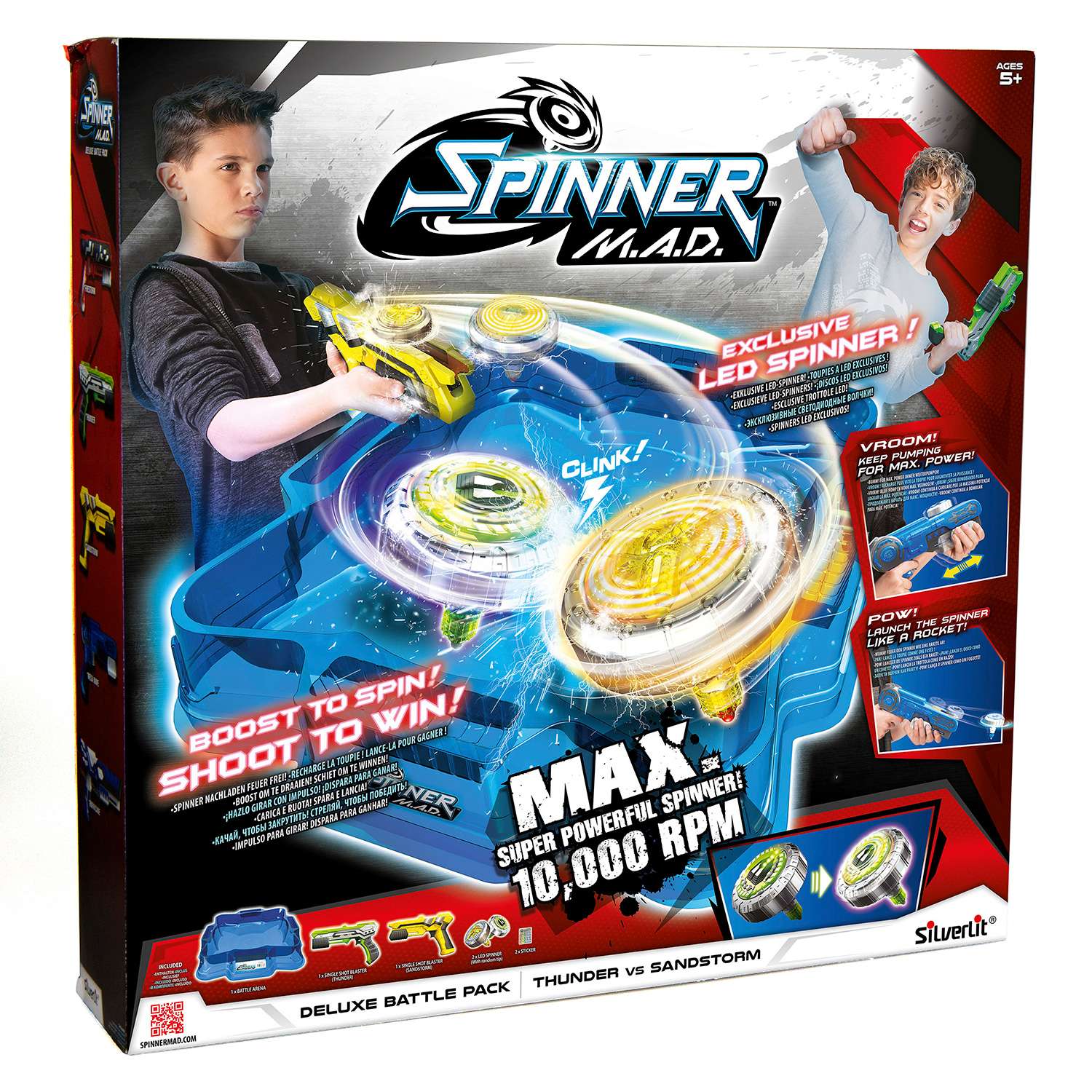 Игровой набор Spinner Mad 2 Бластера желтый и зеленый с Боевой Ареной - фото 1