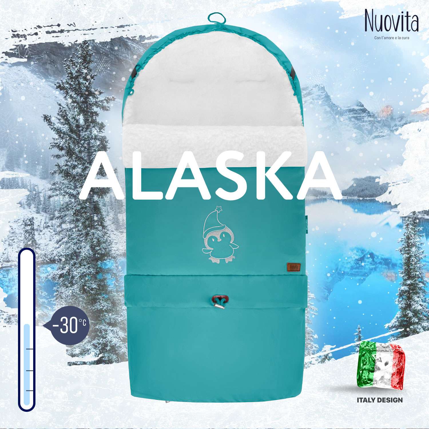 Конверт в коляску Nuovita Alaska Bianco Бирюзовый - фото 6