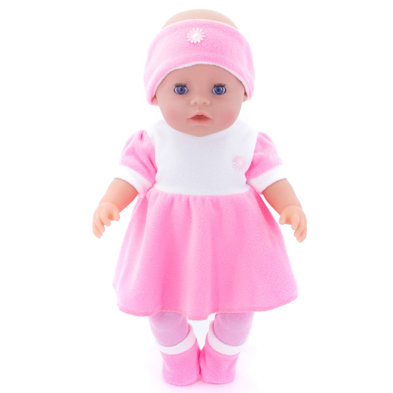 Комплект для пупса Модница 43-48 см: платье колготки повязка на голову и тапочки 6118 розовый-розовый 6118розовый&amp;розовый - фото 1