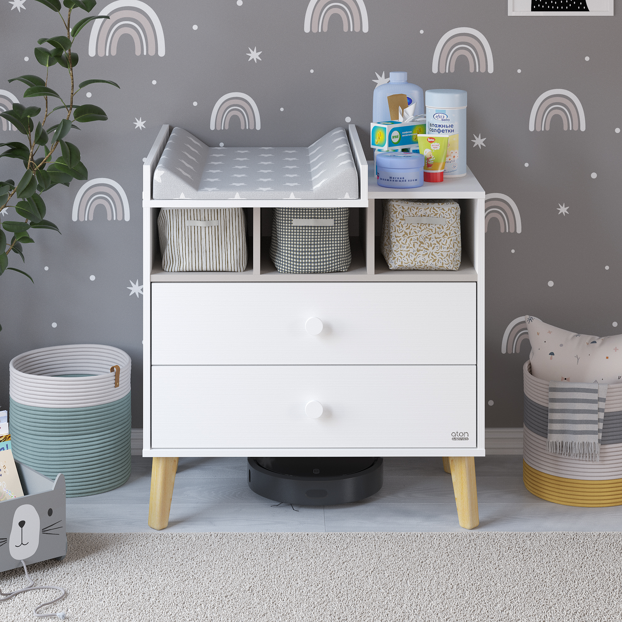 Пеленальный комод aton baby furniture Benny белый кашемир - фото 2