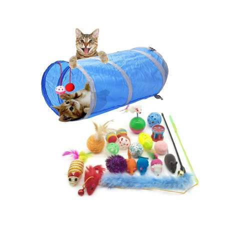Игрушки для кошек с туннелем ZDK ZooWell с дразнилкой и палочками Мататаби 18 шт