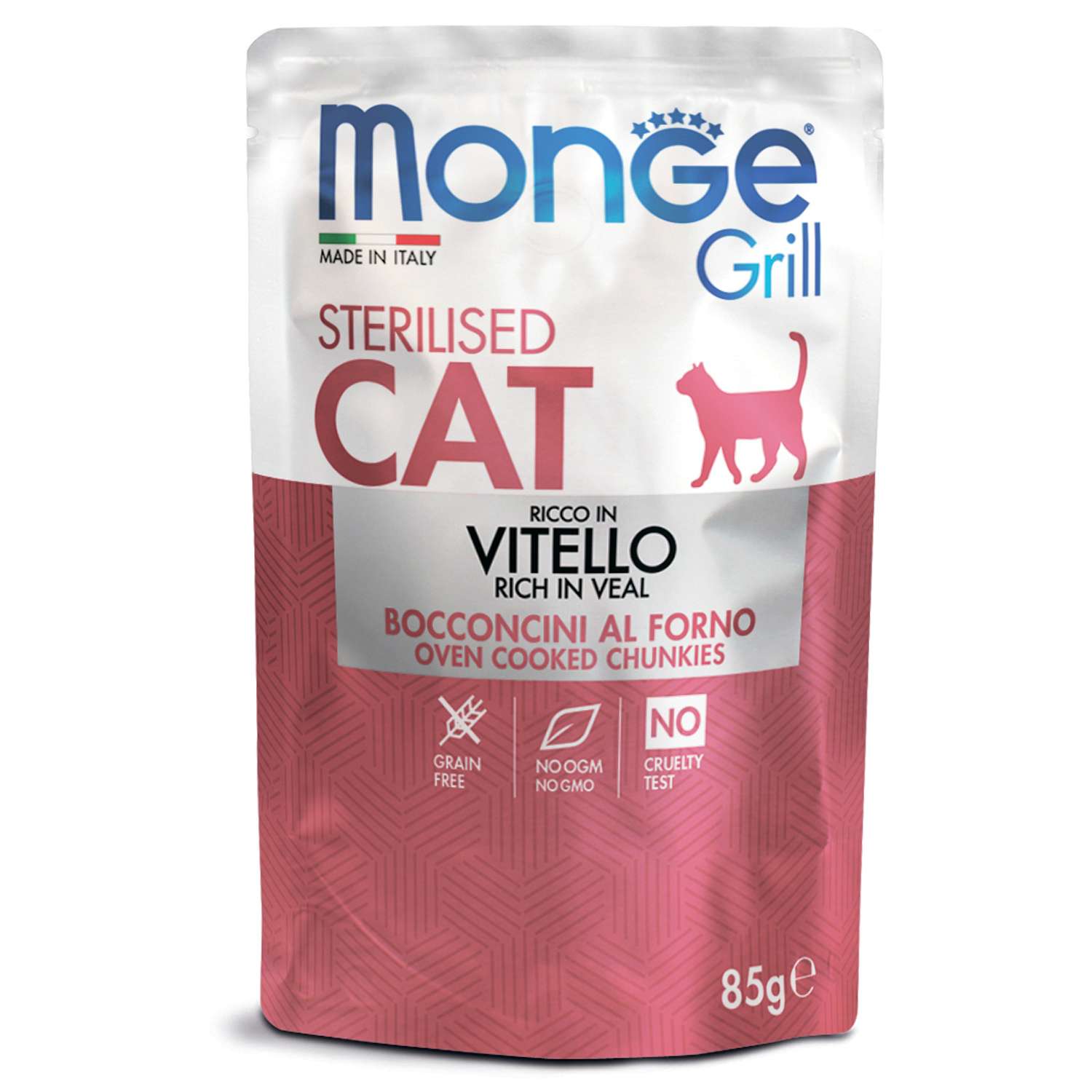 Корм для кошек MONGE Cat Grill для стерилизованных итальянская телятина пауч 85г - фото 1
