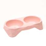 Миска Пижон пластиковая двойная 33х16.5х6.5 см розовая 400 мл
