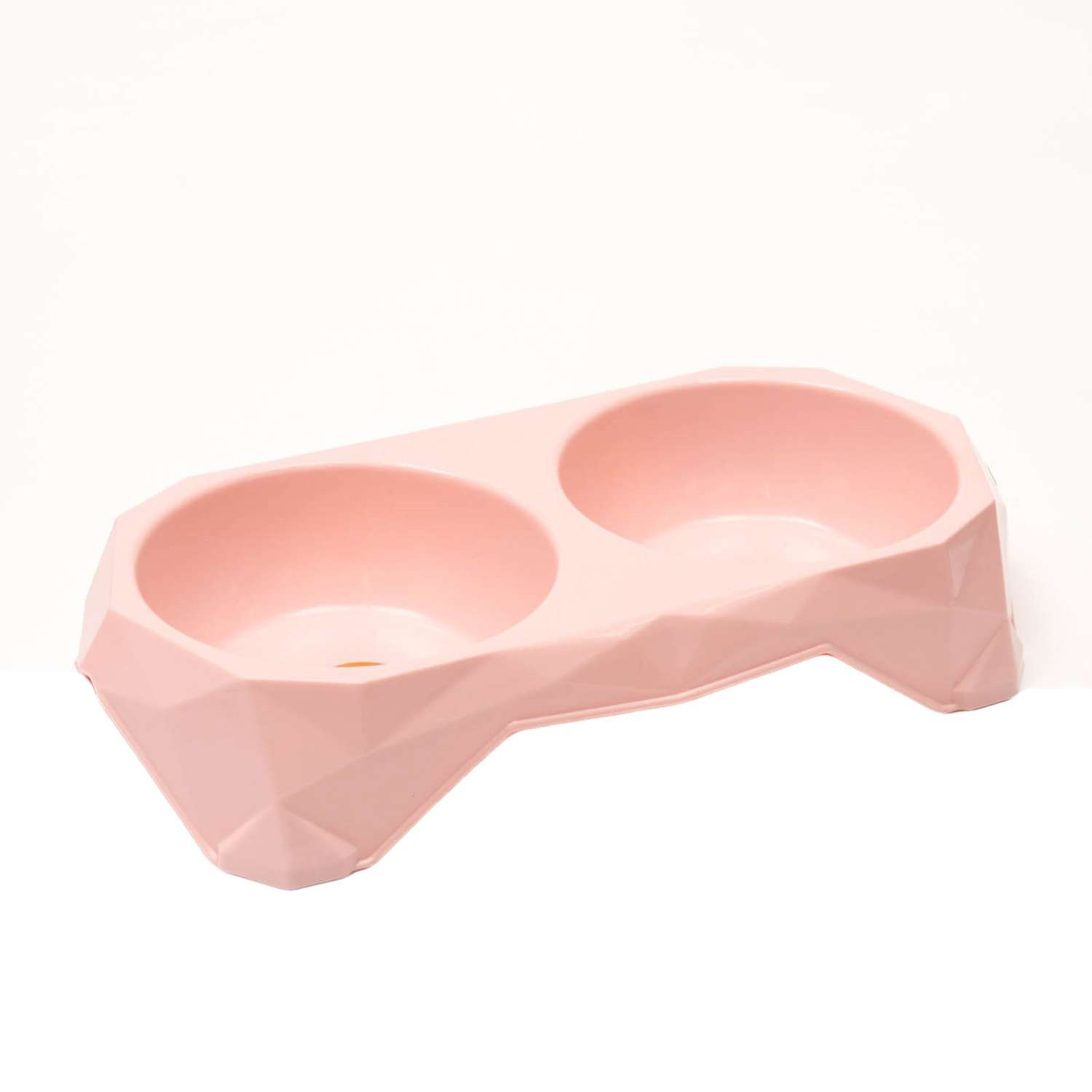 Миска Пижон пластиковая двойная 33х16.5х6.5 см розовая 400 мл - фото 1
